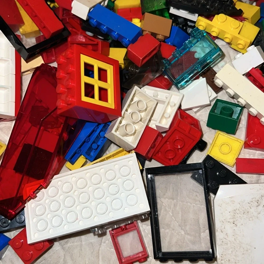 Vintage lot of legos motorcycle space doors windows more
